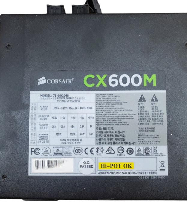 CORSAIR CX600M 75-002018 600W Semi Modular Desktop Power Supply