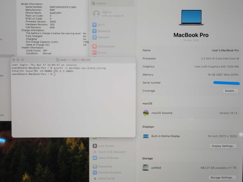 Apple MacBook Pro 16" 2019 A2141 i9-9880H 16GB 1TB SSD READ!! β Lap200