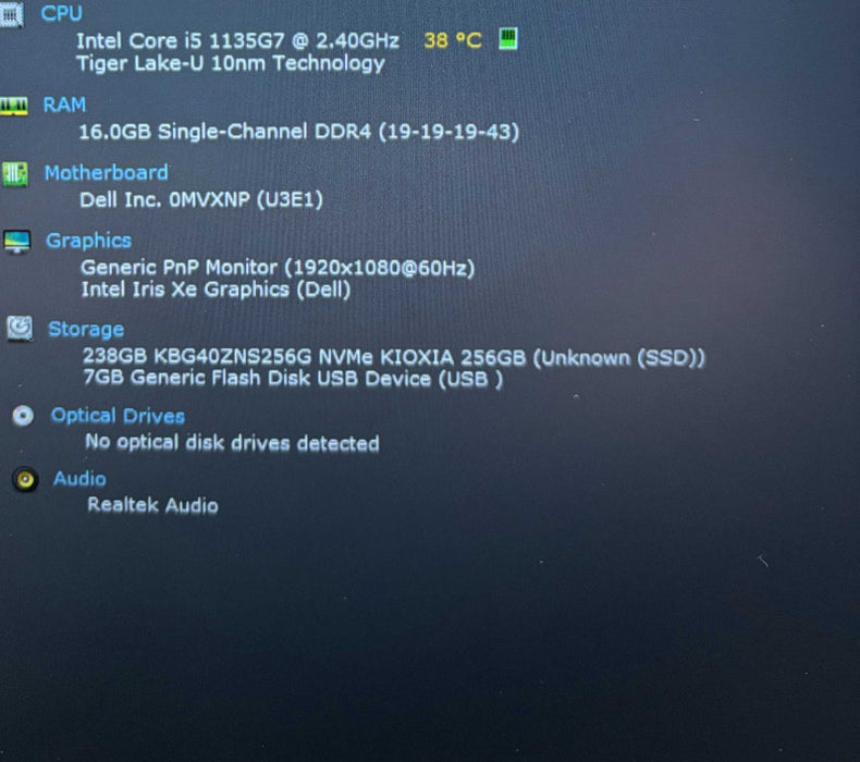 Dell Latitude 3420 Core i5-1135G7@2.4GHz 16GB RAM 256GB SSD  Lap200
