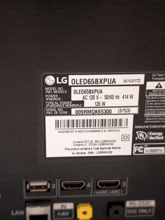 LG OLED65BXPUA 65 inch OLED TV READ  -