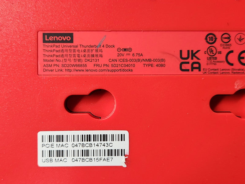Lenovo ThinkPad Universal Thunderbolt 4 Docking Station DK2131 w/ 135W PSU