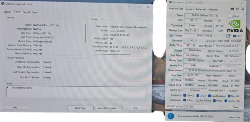 ASUS GTX 780 TI : 3GB GDDR5