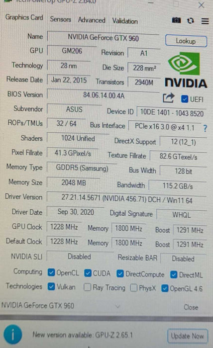 ASUS STRIX NVIDIA GeForce GTX 960 2GB GDDR5 GPU Q