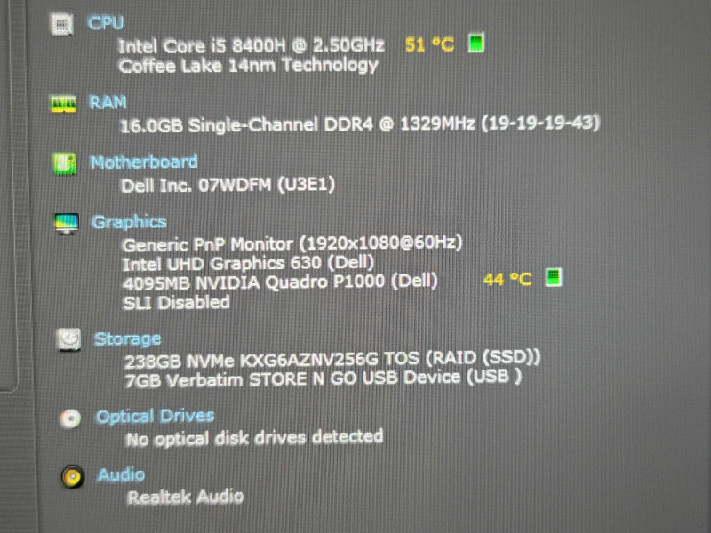 Dell Precision 5530 i5-8400H 16GB DDR4 Quadro P1000 256GB SSD READ  β BudLap