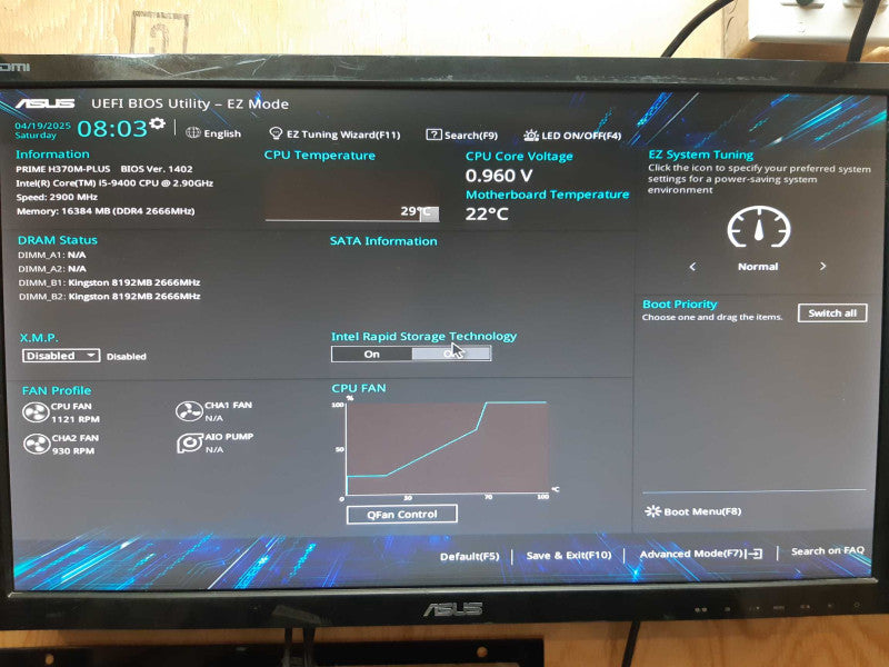 Silver Stone Custom PC Prime H370M-Plus i5-9400 2.90 GHz 16GB DDR4 No HDD Q
