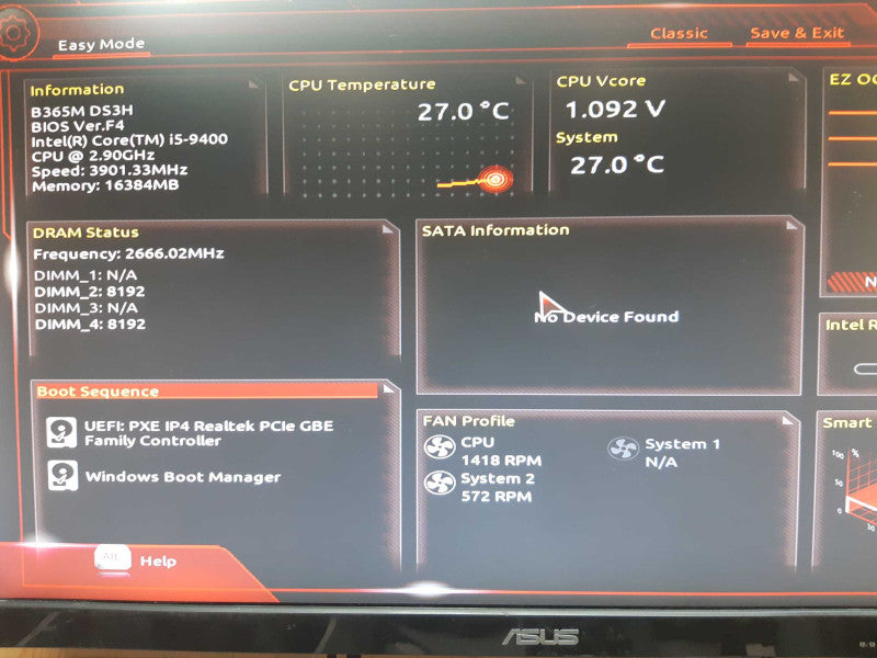 Cooler Master Custom PC B365M DS3H i5-9400 2.90 GHz 16GB DDR4 No HDD