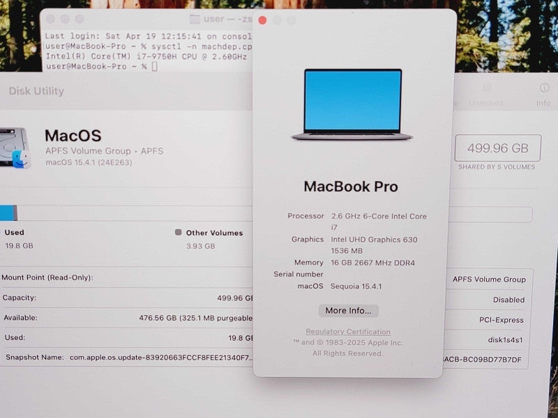 Apple Macbook Pro 2019 16" 6-Core i7-9750H @ 2.6GHz 16GB DDR4 500GB SSD GPU (