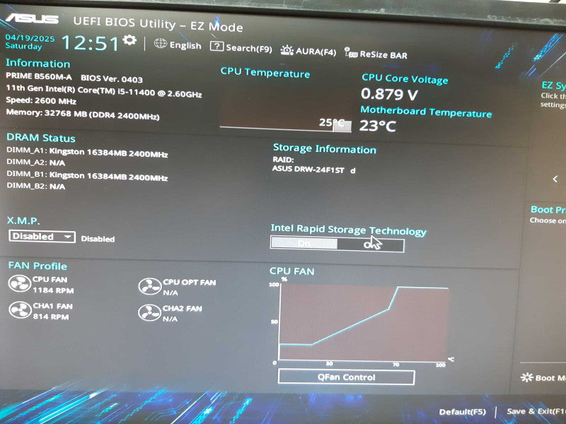 Custom PC Asus Prime B560M-A 11th Gen i5-11400 2.60 GHz 32GB DDR4 No HDD