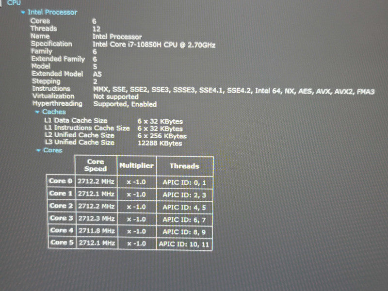 Dell Precision 7550 i7-10850H 32GB DDR4 Quadro RTX 4000 256GB SSD NO BATTER β Lap200