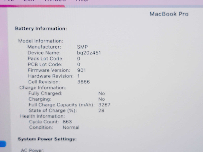 Apple Macbook Pro 2017 13" 2-Core i7-7660U @ 2.5GHz 16GB DDR3 250GB SSD (