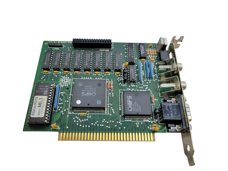 Vintage EGA ISA Graphics Card - Chips BOCA 2 (EUD5U9 EGA BOCA 2) %
