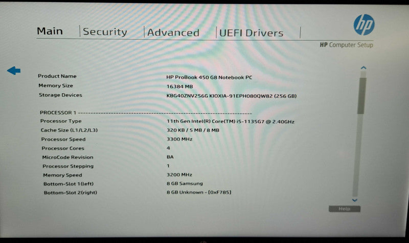 HP ProBook 450 G8 NoteBook | Core i5-1135G7 @2.40GHz, 16GB DDR4, 256GB NVMe  Lap200