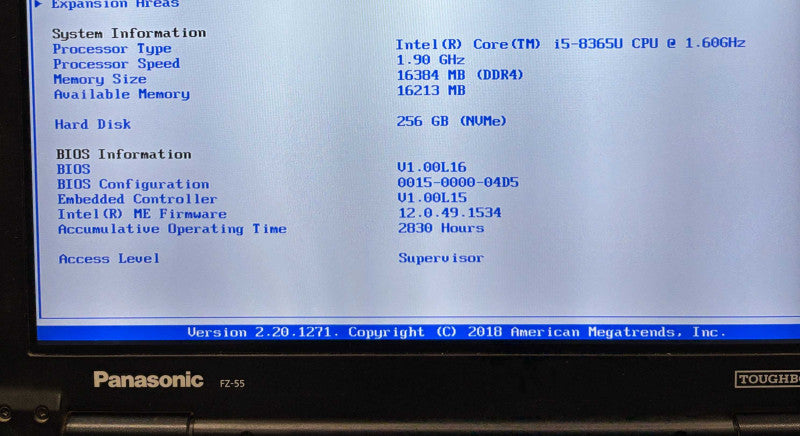 Panasonic ToughBook Fz-55 TOUCH i5-8365U 16GB RAM 256GB SSD 2830Hrs. READ