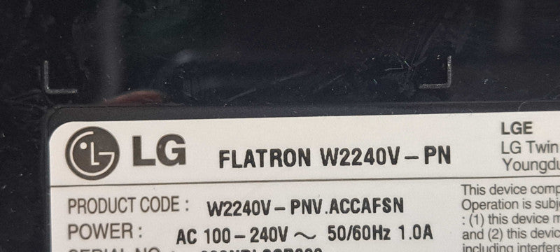 LG Flatron W2240V 21.5" Full HD 1080p LED Monitor W/HDMI Port