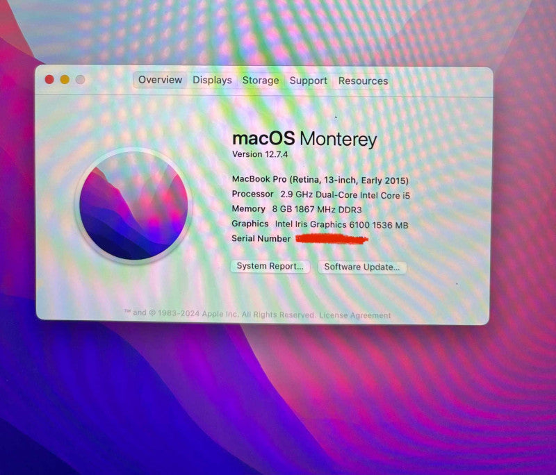 Apple MacBook Pro Retina 13" Early 2015 i5-5287U@2.9GHz 8GB RAM 256GB SSD