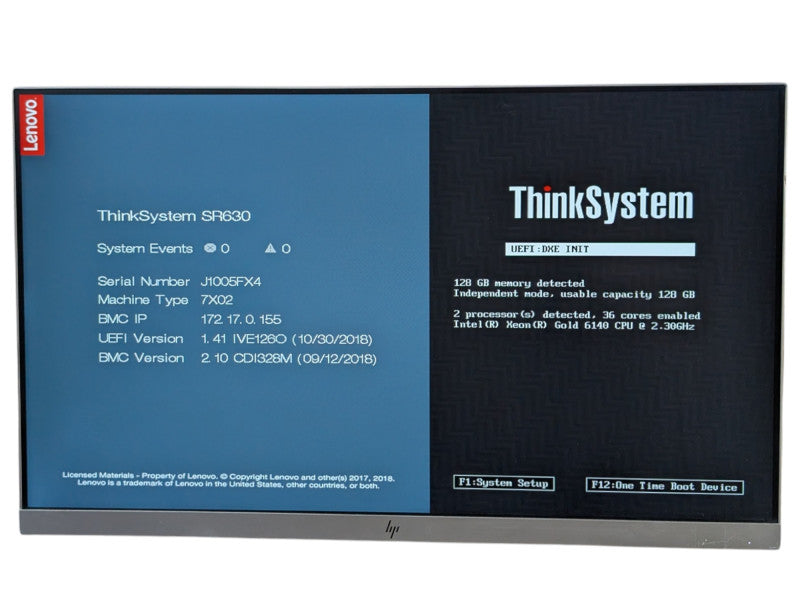 Lenovo ThinkSystem SR630 2x Intel Xeon Gold 6140 & 128GB RAM  -