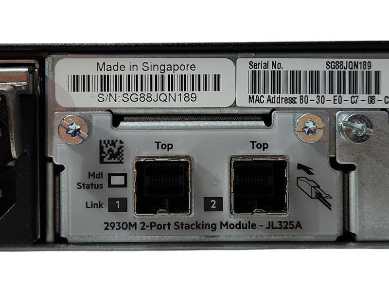 HPE Aruba HP 2930M 48 port POE JL322A w/ JL325A Stacking Module