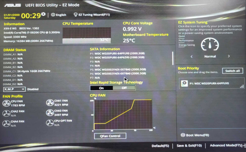 Custom/Asus Desktop PC, Core i7-5820K 3.30GFHz, 16Gb RAM, 4x 2TB HDDs _
