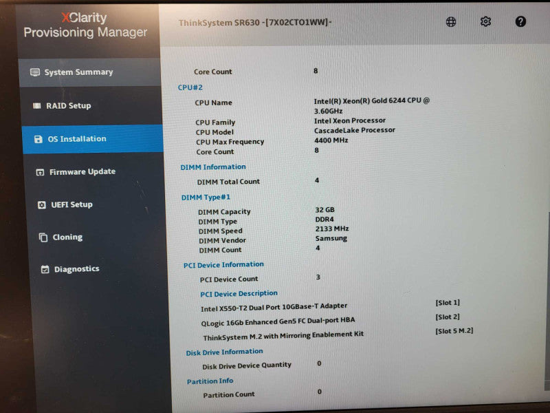 Lenovo ThinkSystem SR630 1U 2x Xeon Gold 6244 @ 3.60GHz 128GB DDR4 2x PSU $