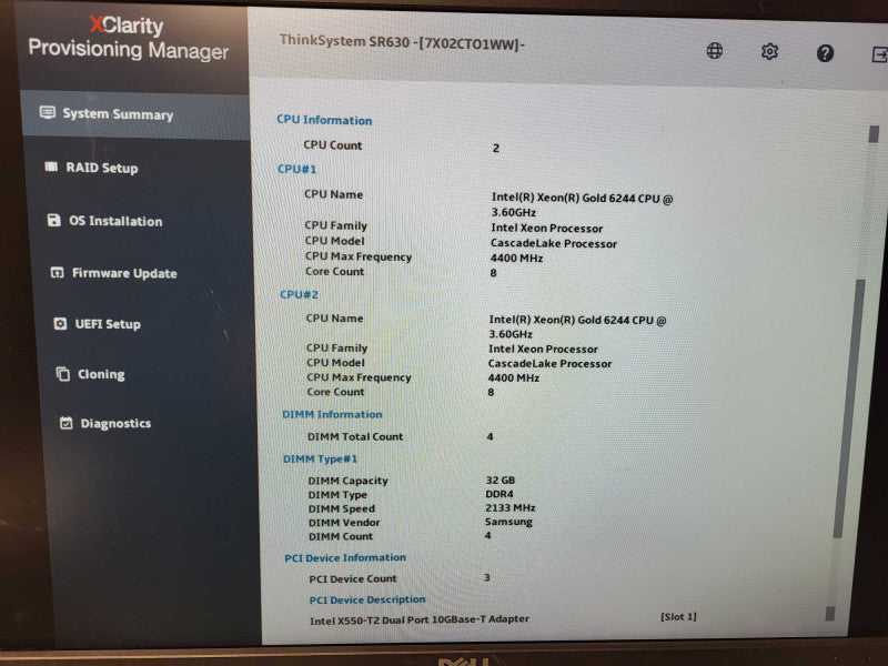 Lenovo ThinkSystem SR630 1U 2x Xeon Gold 6244 @ 3.60GHz 128GB DDR4 2x PSU $