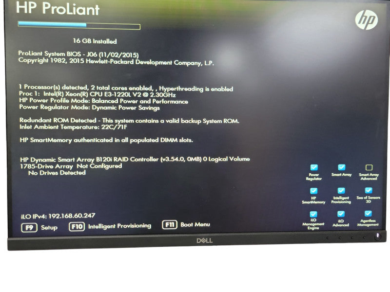 ProLiant MicroServer Gen8 Xeon E3-1220Lv2 2.30GHz 16GB RAM B120i raid card _