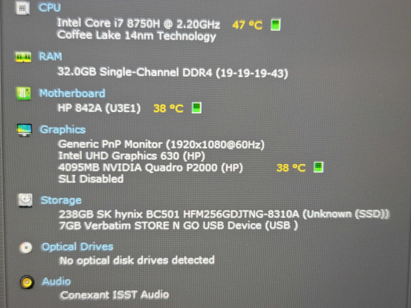 HP ZBook 15 G5 i7-8750H 32GB DDR4 Quadro P2000 256GB  β Lap200