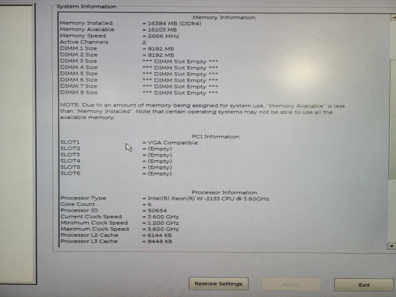 Dell Precision T5820 W-2133 @ 3.60GHz 6C 16GB DDR4 No HDD QUADRO P400  $