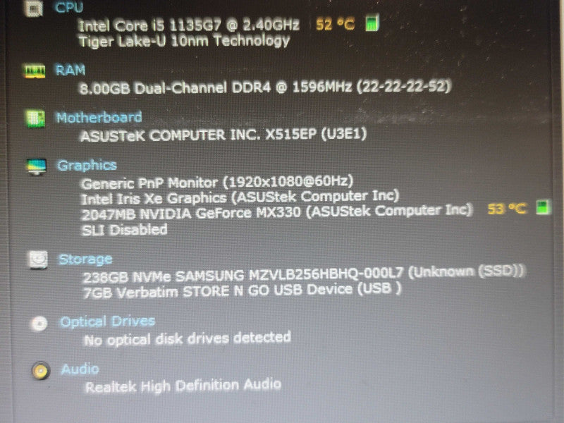 Acer Aspire 5 A515-56 i5-1135G7 8GB DDR4256GB SSD  β Lap200