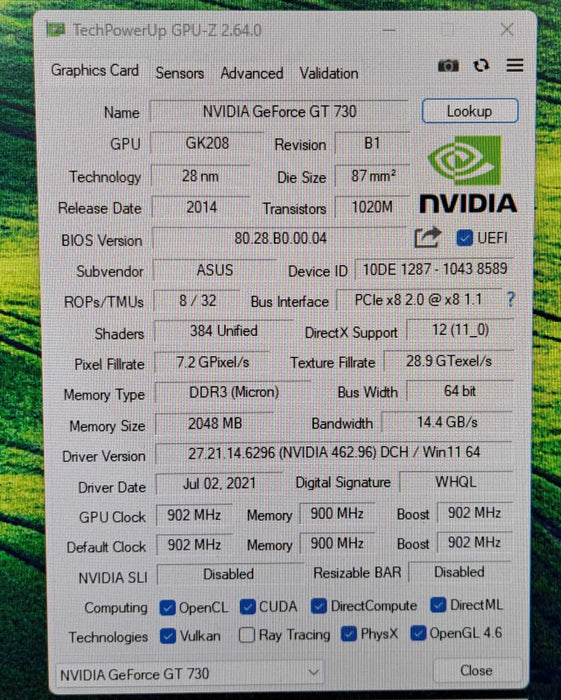ASUS GT730 2GB DDR3 Silent Graphics Card | DVI HDMI VGA
