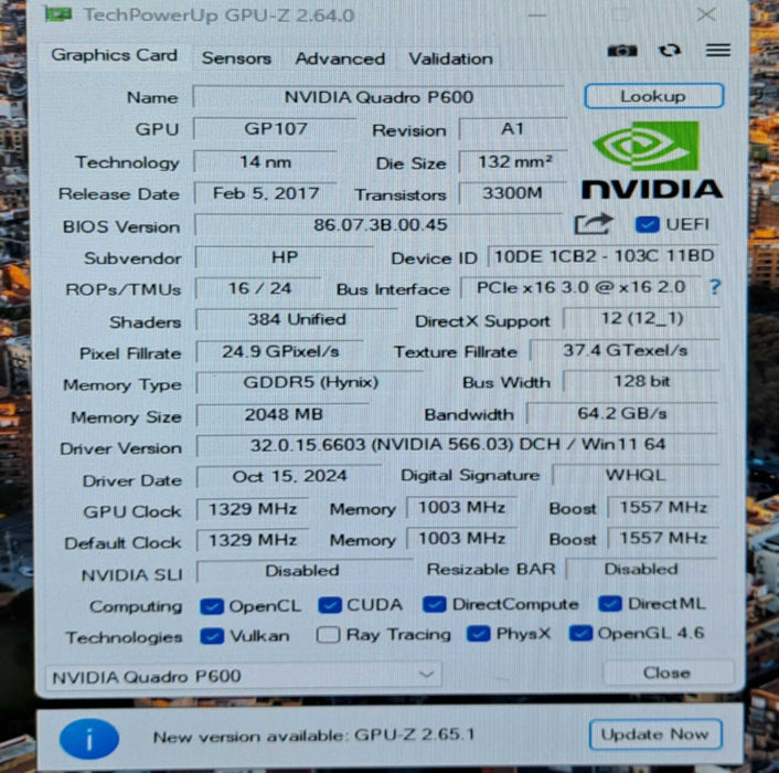 NVIDIA Quadro P600 2GB GDDR5 Graphics Card | 4x MiniDP High Profile