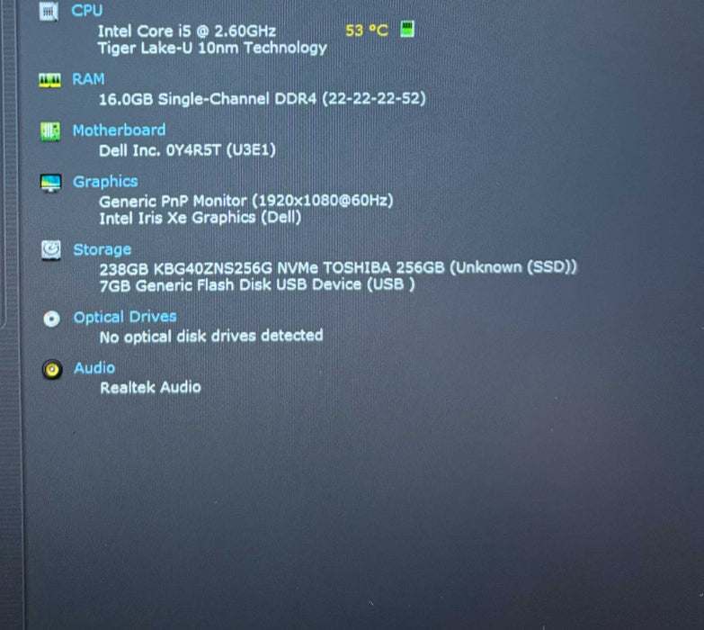 Dell Latitude 3420 Core i5-1145G7@2.6GHz 16GB RAM 256GB SSD READ  Lap200