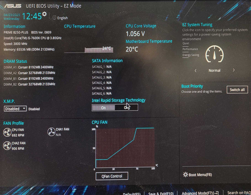 Asus Prime B250-Plus Motherboard w/ Core i5-7600k @ 3.8GHz + 64GB DDR4