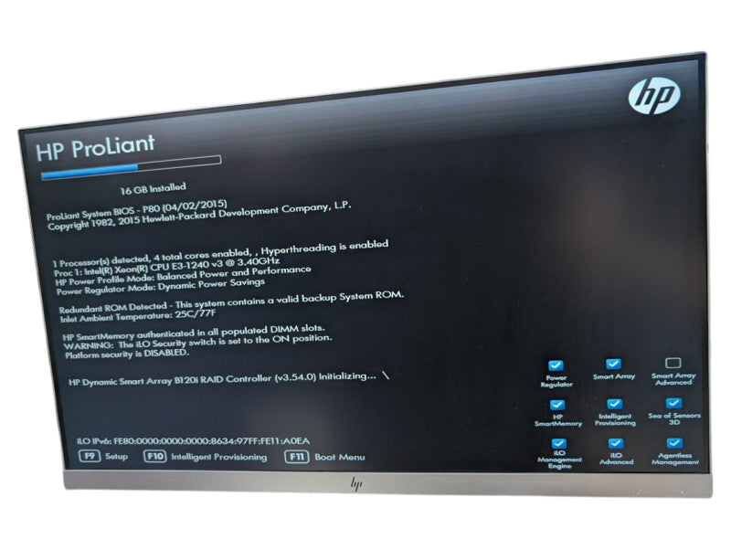 HP ProLiant DL320e Gen8 v2 Intel Xeon E3-1240 v3 16GB RAM B120i  -