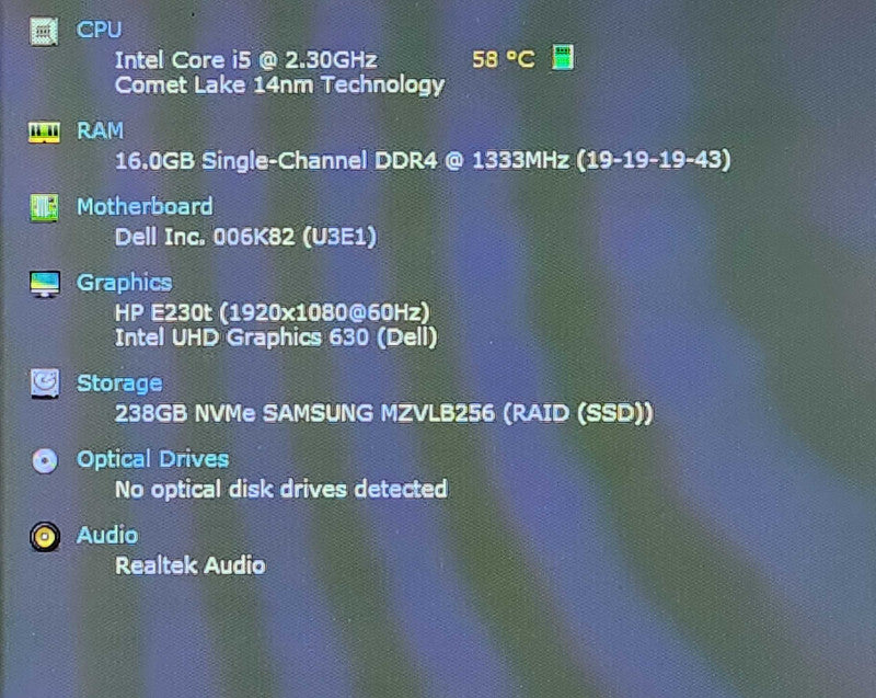 DELL OptiPlex 3080 USFF, i5-10500T 2.30GHz, 16GB DDR4, 256GB NVMe w/ PWR