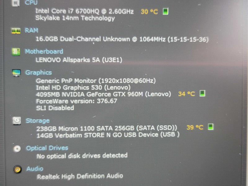 Lenovo IdeaPad Y700 15ISK i7-6700HQ 16GB GTX 960M DDR4 256GB SSD  β Lap200
