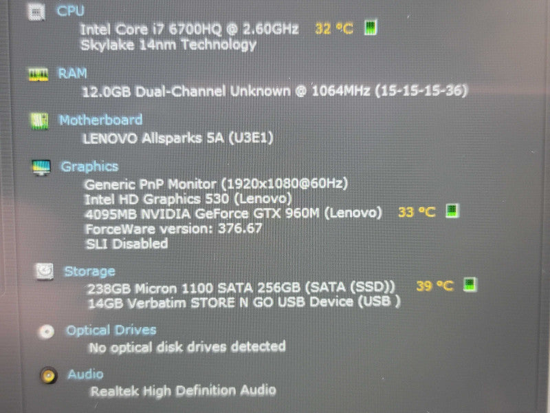 Lenovo ThinkPad Y700 i7-6700HQ 16GB DDR4 GTX 960M 256GB SSD READ β BudLap