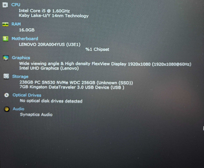 Lenovo ThinkPad E14 Core i5-10210U@1.6GHz 16GB RAM 256GB SSD  Lap200
