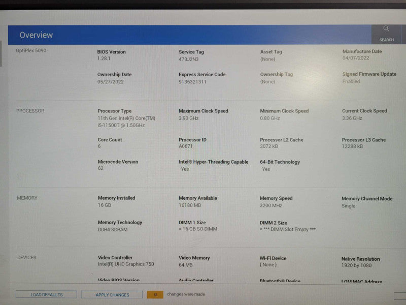 Dell OptiPlex 5090 USFF Intel Core i5-11500T 16GB DDR4 256GB NVMe !