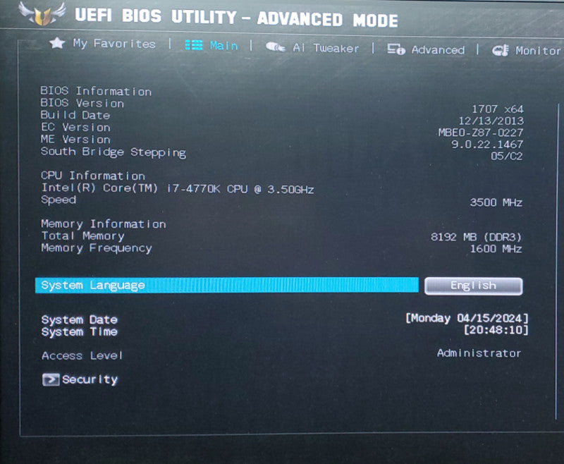 Custom PC GRYPHON Z87- intel i7- 4770K@3.5GHz 8GB RAM QUADRO P2000 5GB