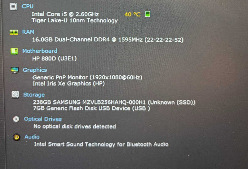 HP EliteBook 830 G8 Core i5-1145G7@2.6GHz 16GB RAM 256GB SSD READ  Lap200