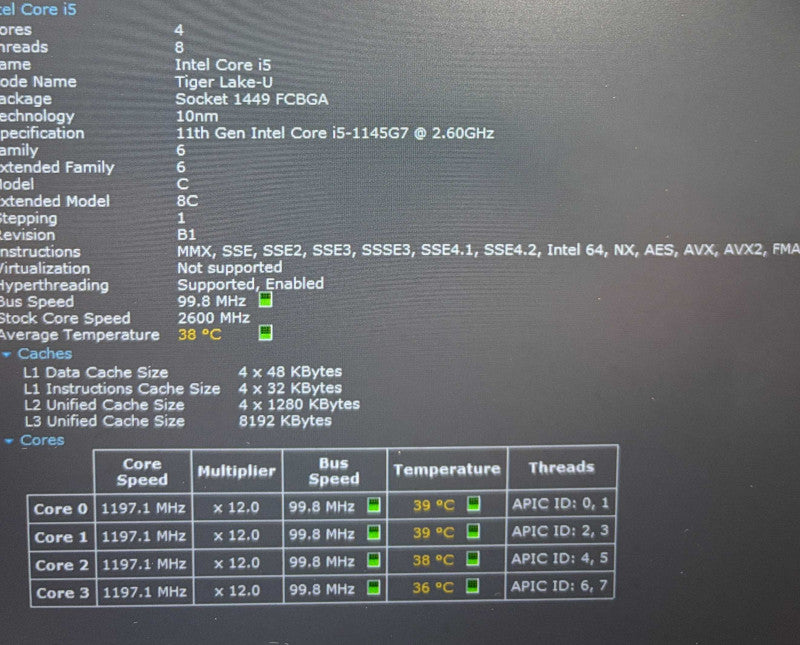 HP EliteBook 830 G8 Core i5-1145G7@2.6GHz 16GB RAM 256GB SSD READ  Lap200