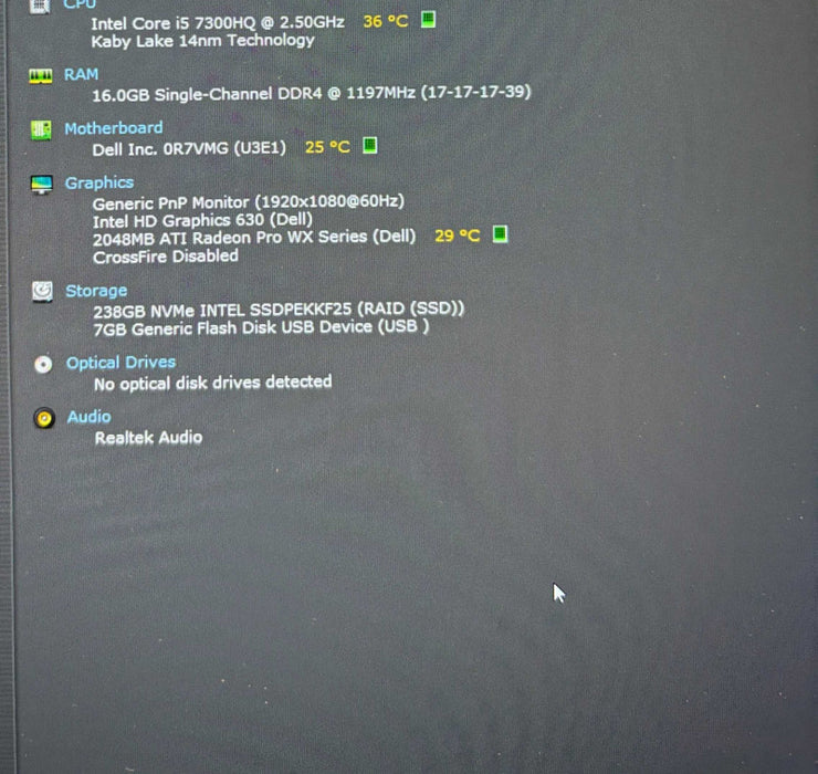 Dell Precision 7520 i5-7300HQ@2.5GHz Radeon Pro WX 2GB GPU 16GB RAM 256SSd  Lap200