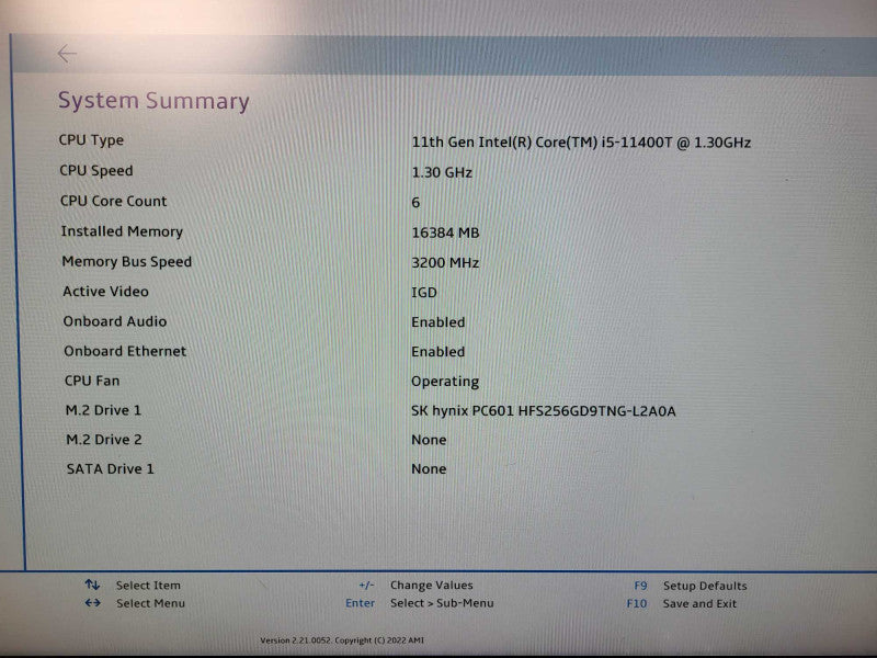 Lenovo ThinkCentre M70q G2 USFF i5-11400T @ 1.30GHz 16GB DDR4 256GB M.2 $