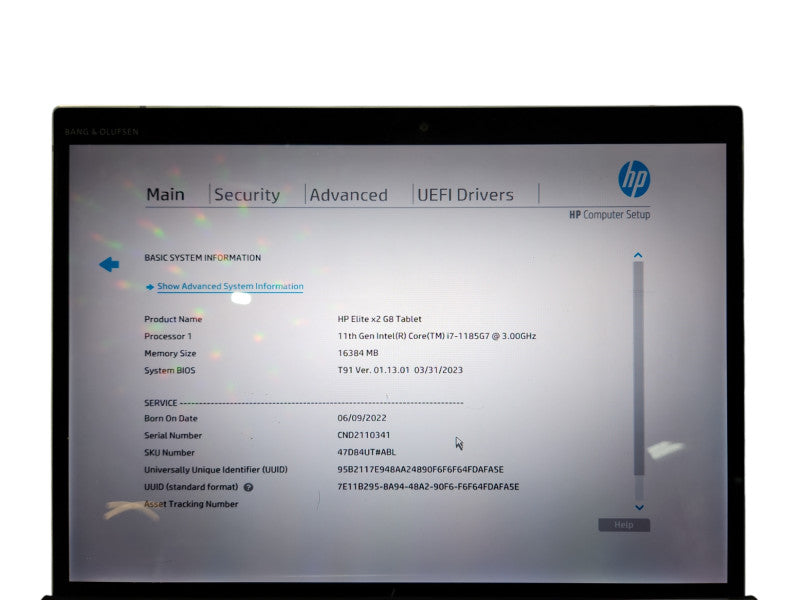 HP Elite x2 G8 13" Touchscreen, i7-1185G7, 16GB DDR4, 512GB NVMe, FR KB  Lap200