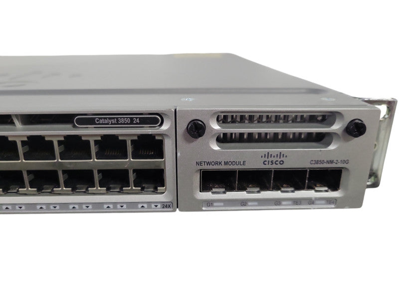 Cisco WS-C3850-24T-E V04 | 24-Port Gigabit Switch, w/ C3850-NM-2-10G 2x PSU !