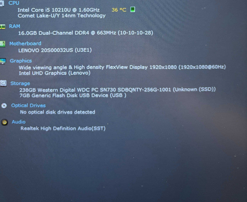 Lenovo ThinkPad T14 Gen 1 Core i5-10210U@1.6GHz 16GB RAM 256GB SSD READ  Lap200