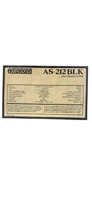 Vintage Accusound AS-212 Speaker From the 80's|  READ