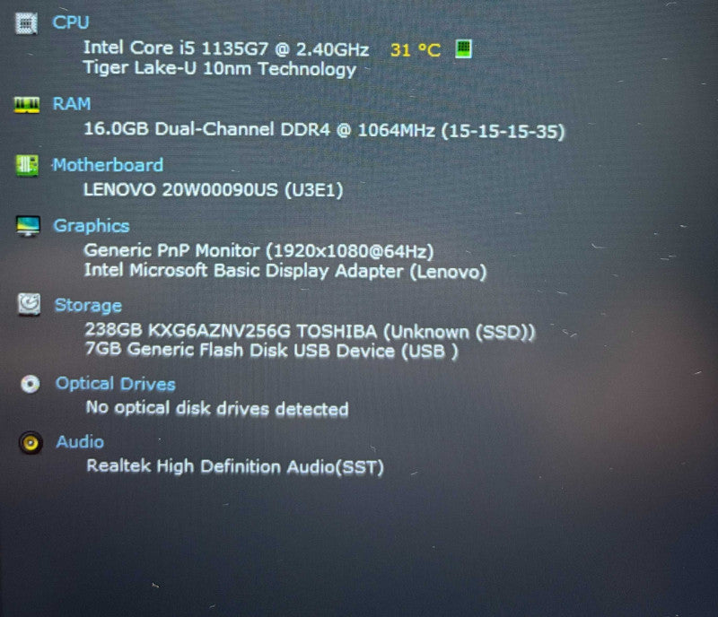 Lenovo ThinkPad T14 Gen 2 Core i5-1135G7@2.4GHz 16GB RAM 256GB SSD  Lap200