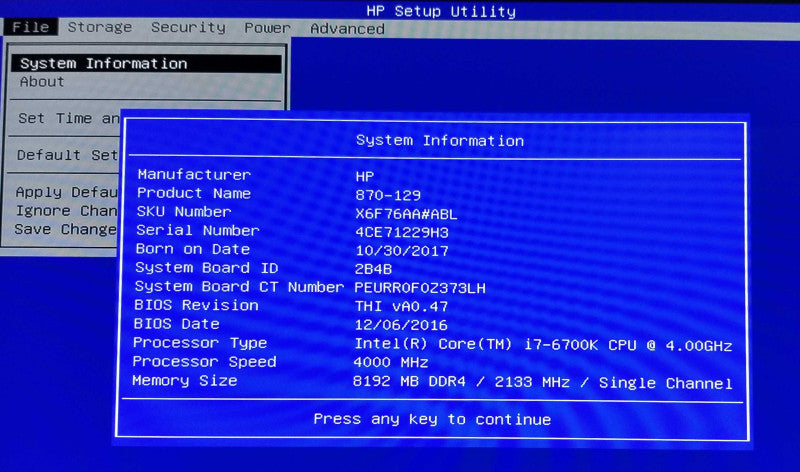HP OMEN Tower, Intel i7-6700K CPU 4.0GHz - 8GB RAM - NO HDD