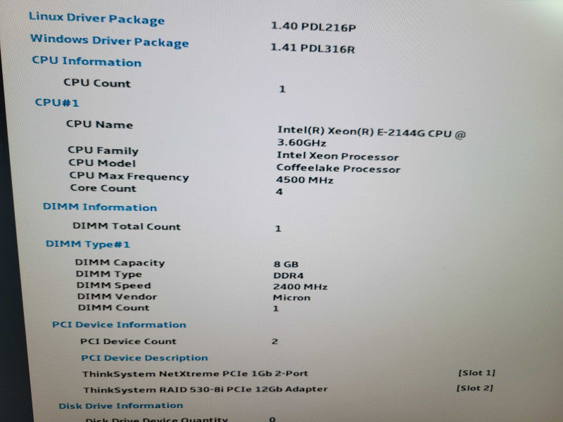 Lenovo SR250 - Xeon E-2144G 8GB DDR4 TS 530-8i RAID 2x450W PSU %